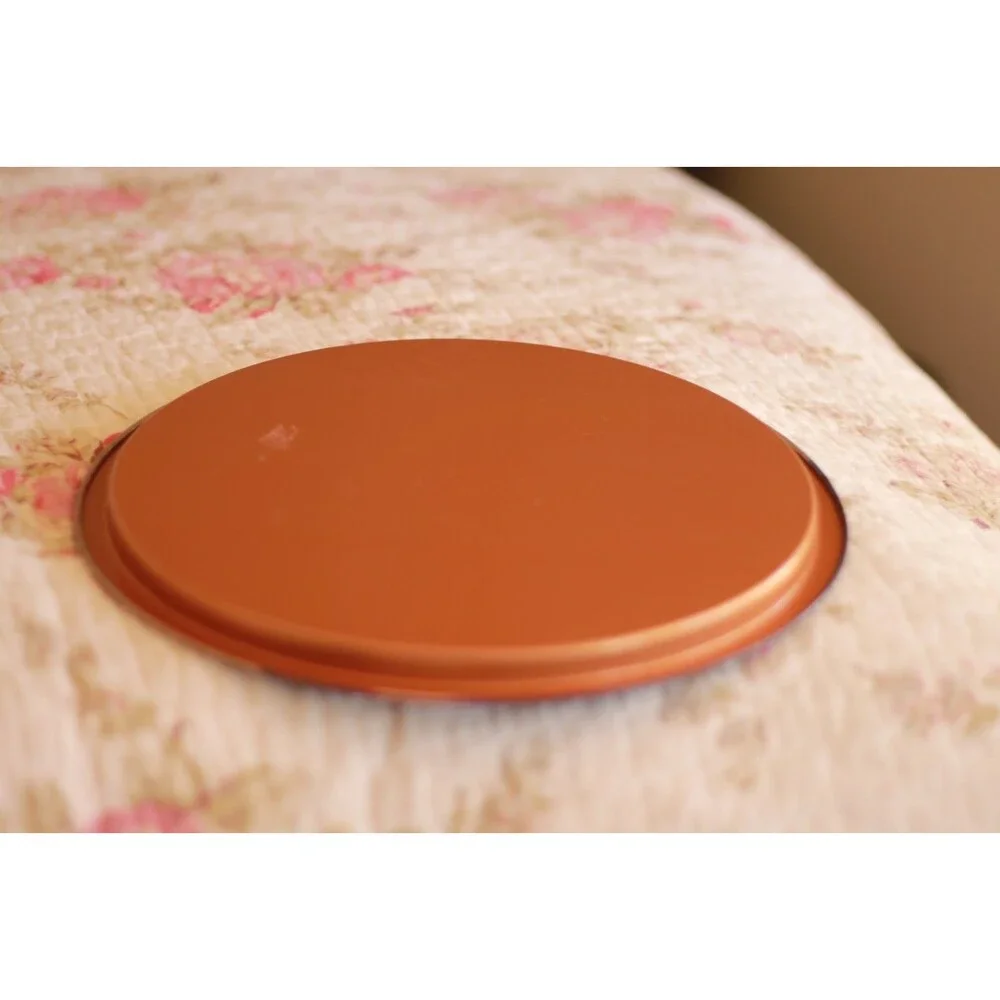 Vintage Round Metal Serving Tray Yellow White Flowers Candles